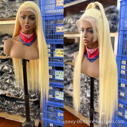 Raw European Natural 613 Blonde Cuticle Aligned Human Hair Piece Hd Full Lace Wig,Brazilian Thin Swiss Hd Lace Wig Virgin Hair